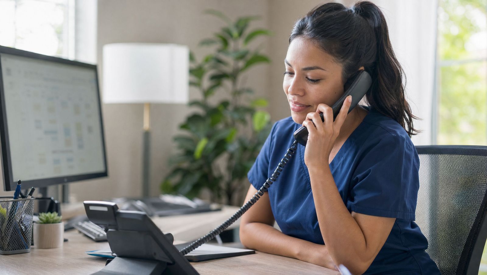 A care coordinator nurse making a follow-up call